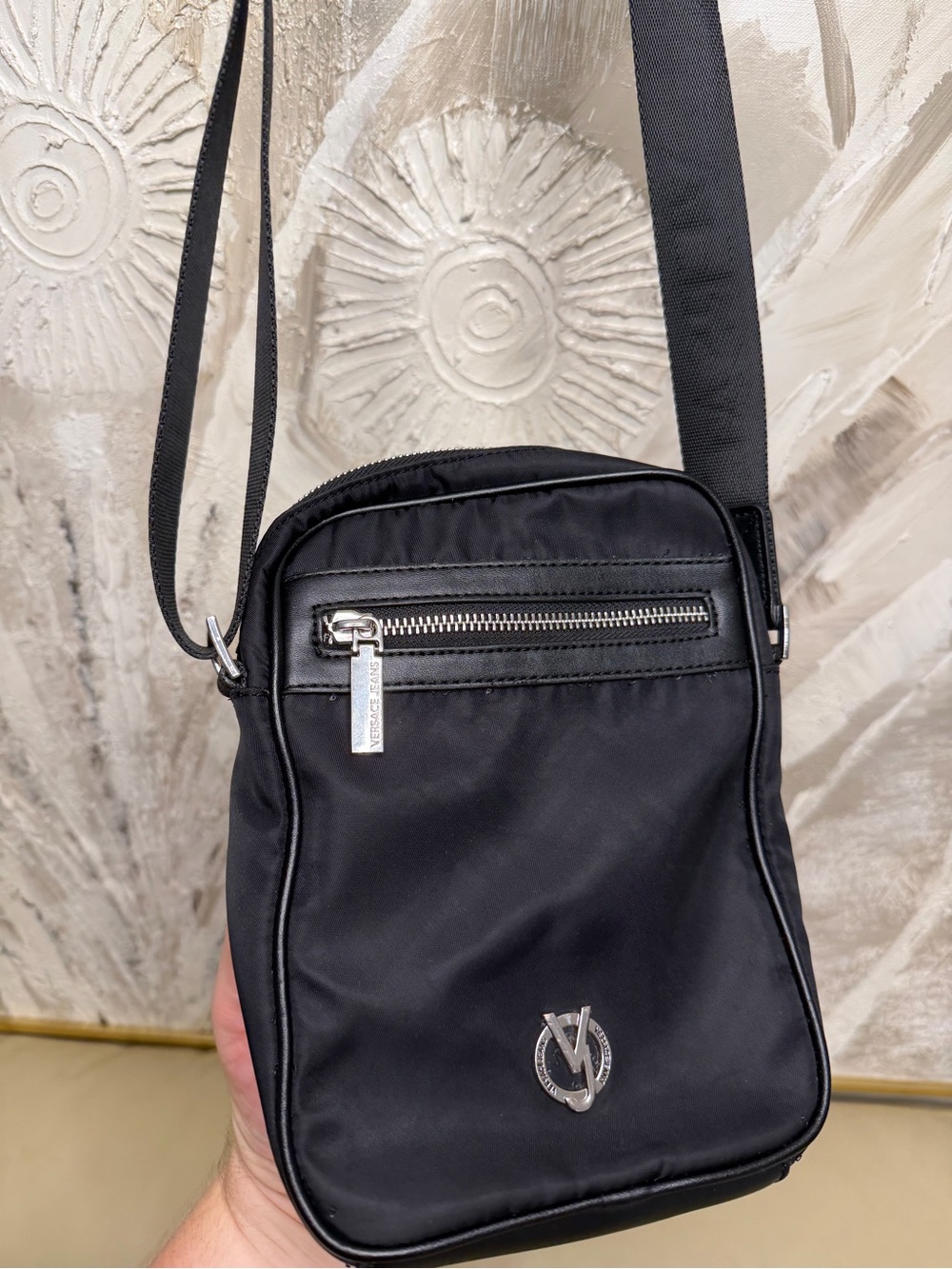 Versace Jeans Collection Black Nylon Crossbody Messenger Bag